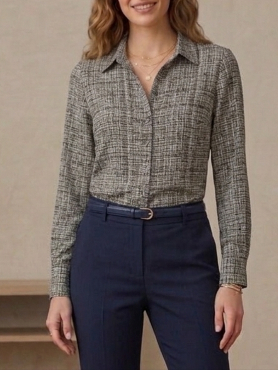 Banana Republic Tops - Banana Republic Black & White Abstract Print Button-Up Shirt Size Small